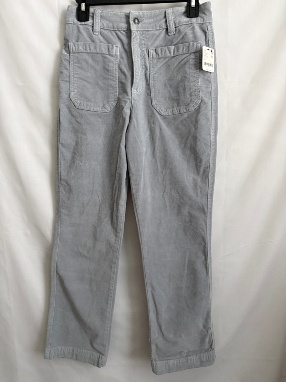 Free People High Time Velvet Kick Flare Pants Light Pearl Blue Corduroy Size 10